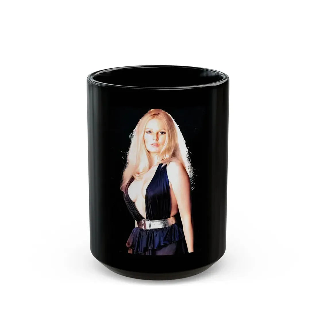 Veronica Carlson #121 (Vintage Female Icon) Black Coffee Mug 15oz - Go Mug Yourself