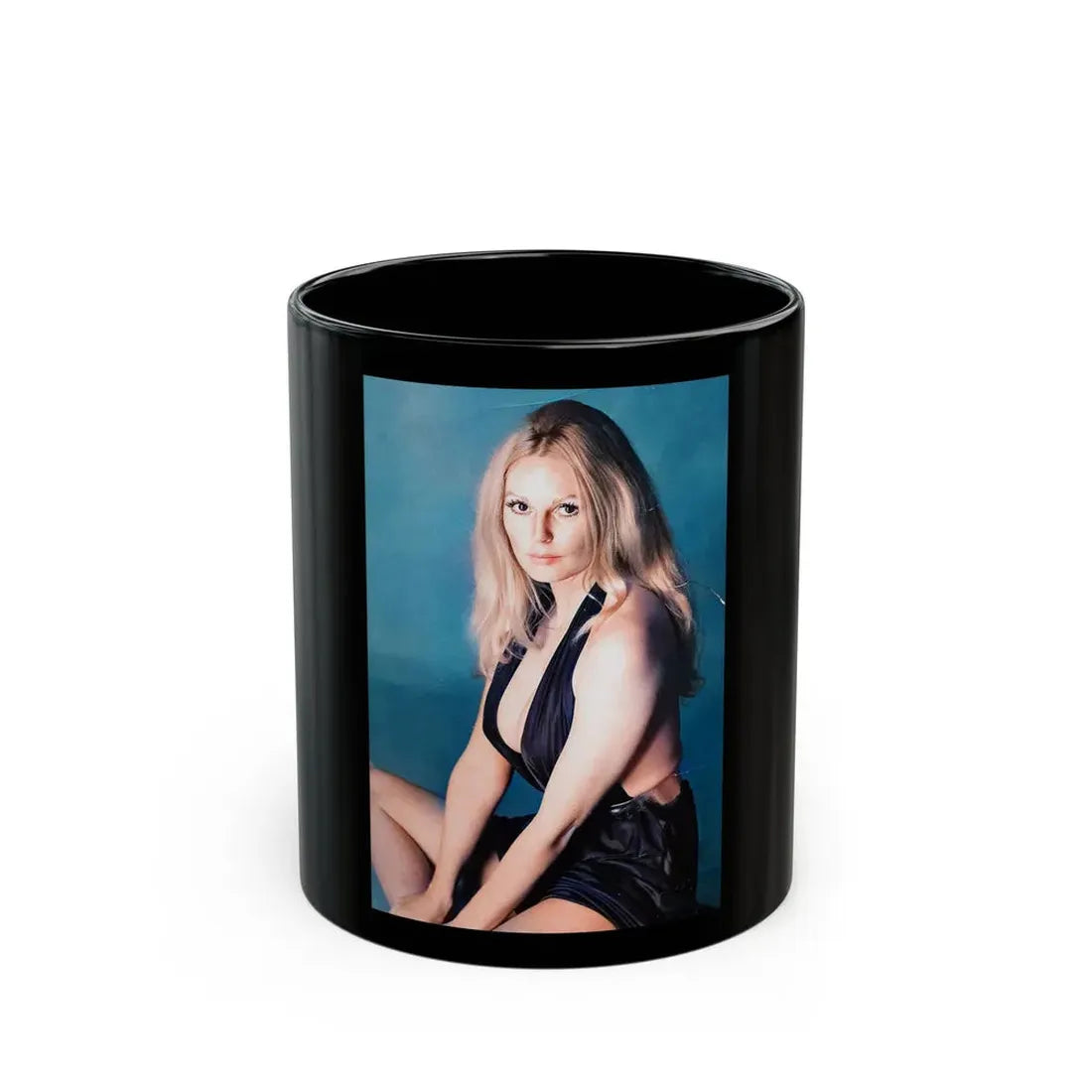 Veronica Carlson #122 (Vintage Female Icon) Black Coffee Mug 11oz - Go Mug Yourself