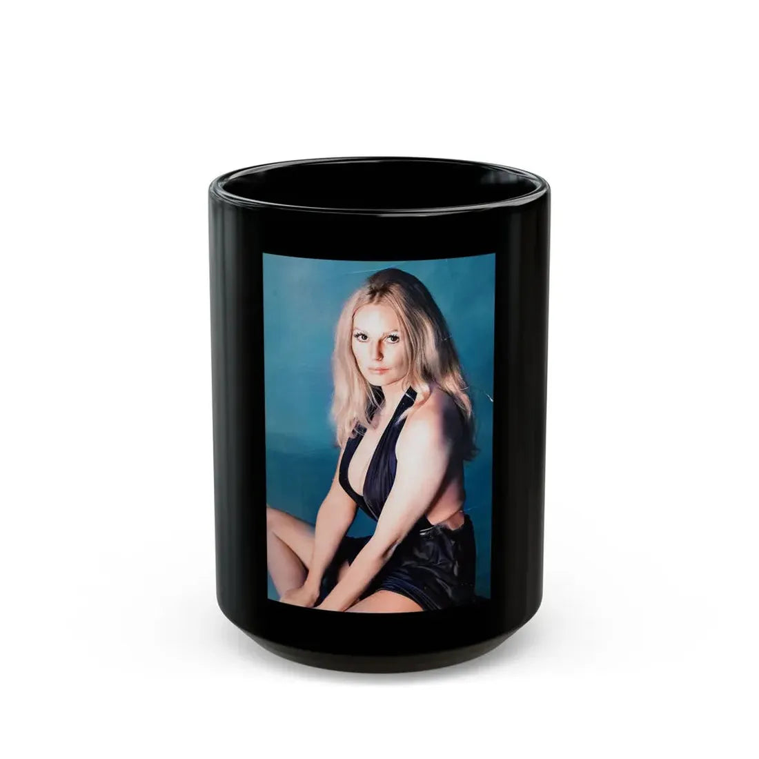 Veronica Carlson #122 (Vintage Female Icon) Black Coffee Mug 15oz - Go Mug Yourself