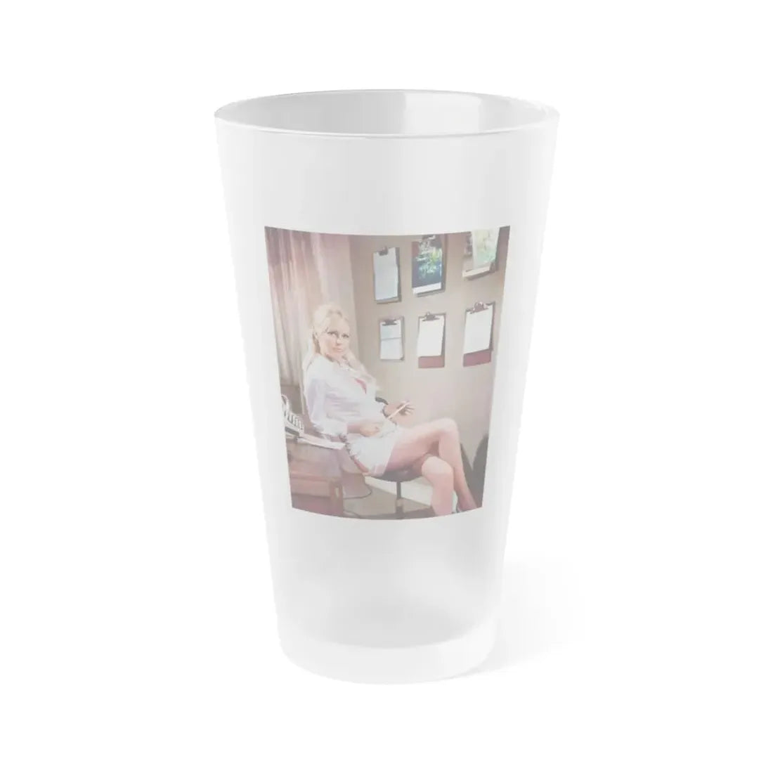 Veronica Carlson #123 (Vintage Female Icon) Frosted Pint Glass 16oz 16oz Frosted - Go Mug Yourself