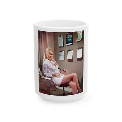 Veronica Carlson #123 (Vintage Female Icon) White Coffee Mug 15oz - Go Mug Yourself