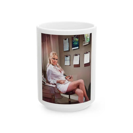 Veronica Carlson #123 (Vintage Female Icon) White Coffee Mug 15oz - Go Mug Yourself