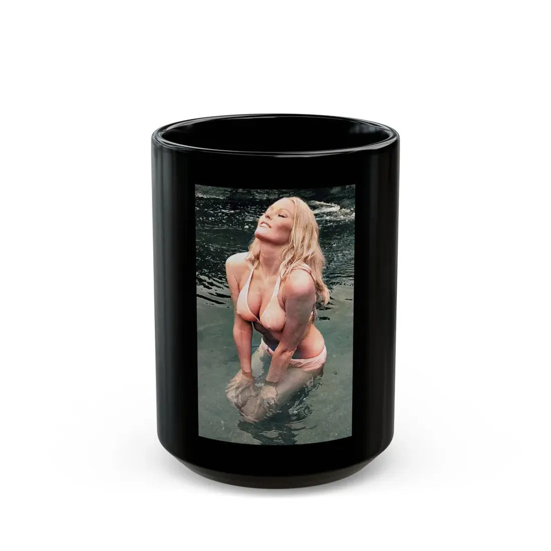 Veronica Carlson #125 (Vintage Female Icon) Black Coffee Mug 15oz - Go Mug Yourself
