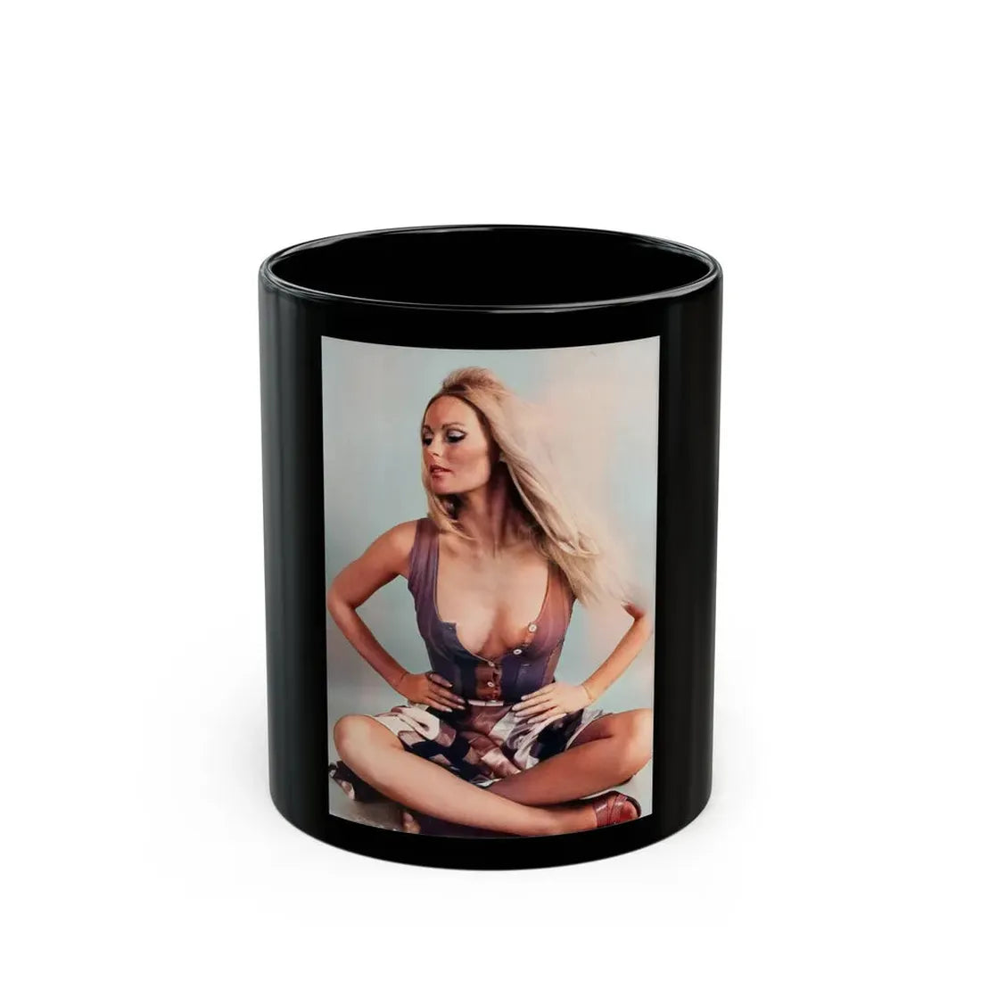 Veronica Carlson #126 (Vintage Female Icon) Black Coffee Mug 11oz - Go Mug Yourself