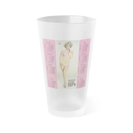 Veronica Carlson #132 - Vintage 17x11 Color Pink Bikini Full Body Cheesecake Photoplay Centerfold Magazine Calender 1974 (Vintage Female Icon) Frosted Pint Glass 16oz 16oz Frosted - Go Mug Yourself