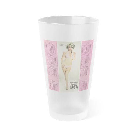 Veronica Carlson #132 - Vintage 17x11 Color Pink Bikini Full Body Cheesecake Photoplay Centerfold Magazine Calender 1974 (Vintage Female Icon) Frosted Pint Glass 16oz-16oz-Frosted-Go Mug Yourself