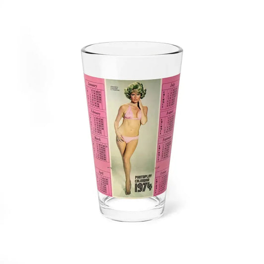 Veronica Carlson #132 - Vintage 17x11 Color Pink Bikini Full Body Cheesecake Photoplay Centerfold Magazine Calender 1974 (Vintage Female Icon) Pint Glass 16oz 16oz - Go Mug Yourself