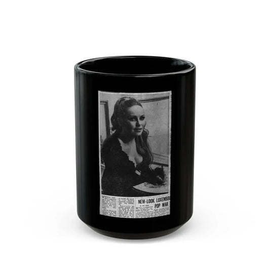 Veronica Carlson #134 (Vintage Female Icon) Black Coffee Mug 15oz - Go Mug Yourself