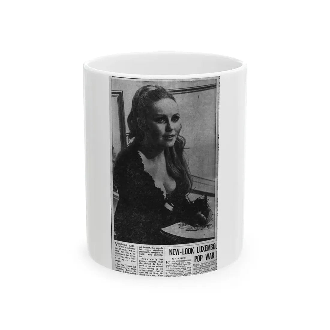 Veronica Carlson #134 (Vintage Female Icon) White Coffee Mug 11oz - Go Mug Yourself