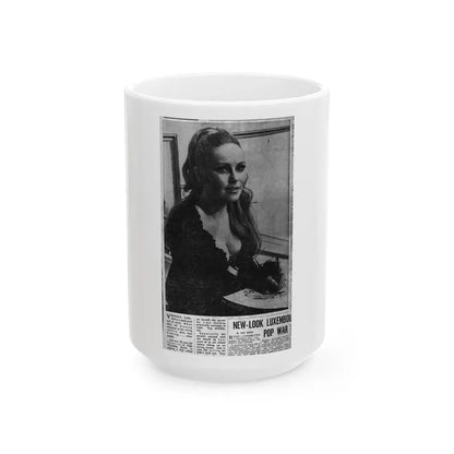 Veronica Carlson #134 (Vintage Female Icon) White Coffee Mug 15oz - Go Mug Yourself