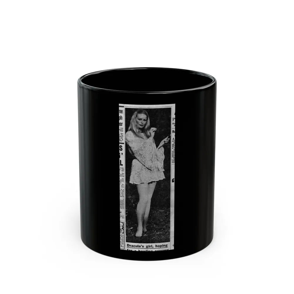 Veronica Carlson #136 (Vintage Female Icon) Black Coffee Mug-11oz-Go Mug Yourself