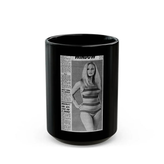Veronica Carlson #137 (Vintage Female Icon) Black Coffee Mug 15oz - Go Mug Yourself