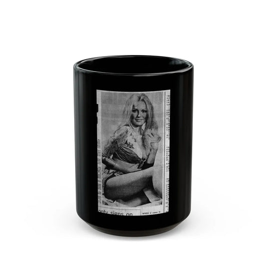 Veronica Carlson #138 (Vintage Female Icon) Black Coffee Mug-15oz-Go Mug Yourself