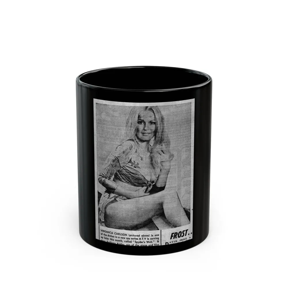 Veronica Carlson #139 (Vintage Female Icon) Black Coffee Mug-11oz-Go Mug Yourself