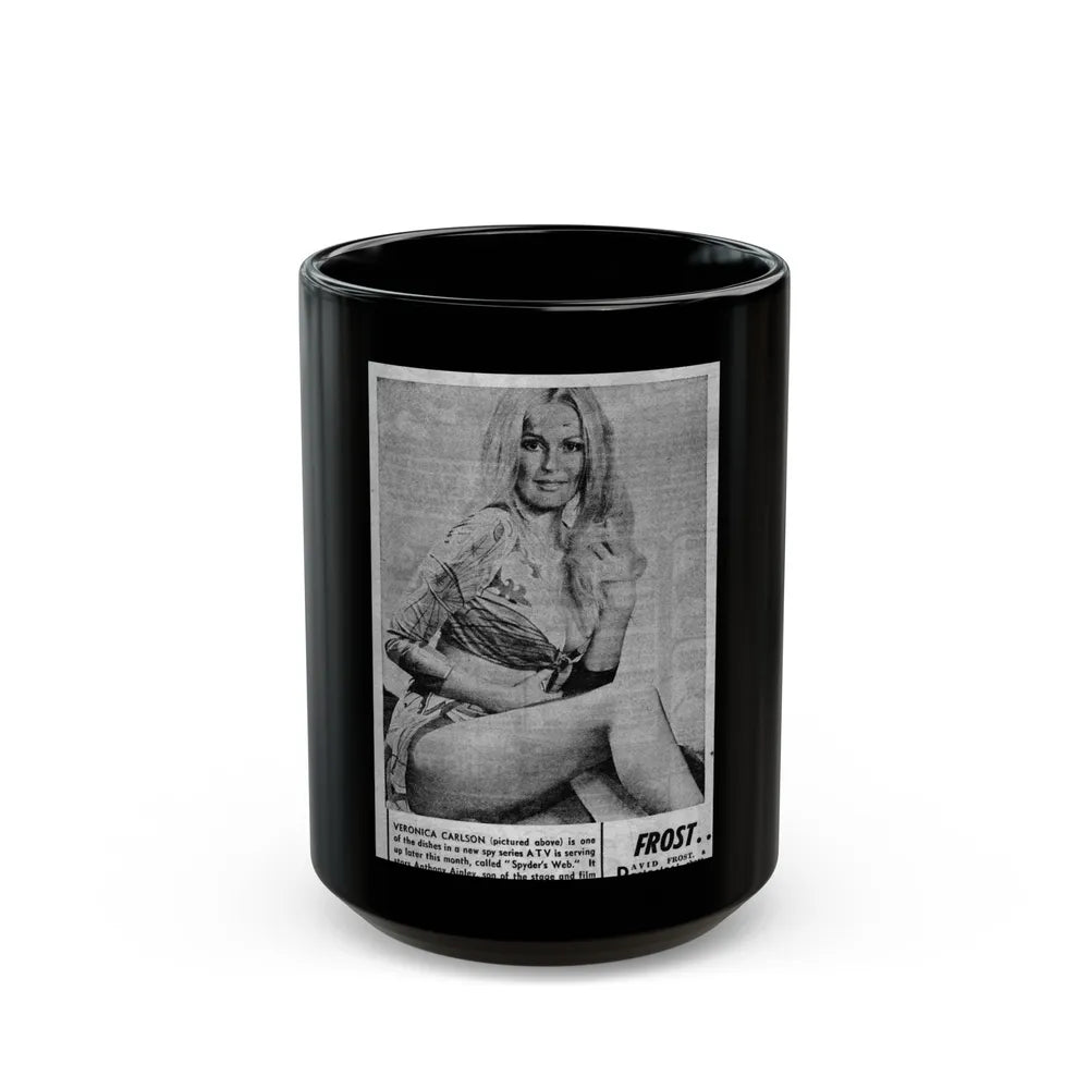 Veronica Carlson #139 (Vintage Female Icon) Black Coffee Mug-15oz-Go Mug Yourself