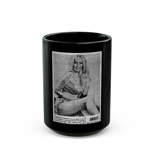 Veronica Carlson #139 (Vintage Female Icon) Black Coffee Mug 15oz - Go Mug Yourself