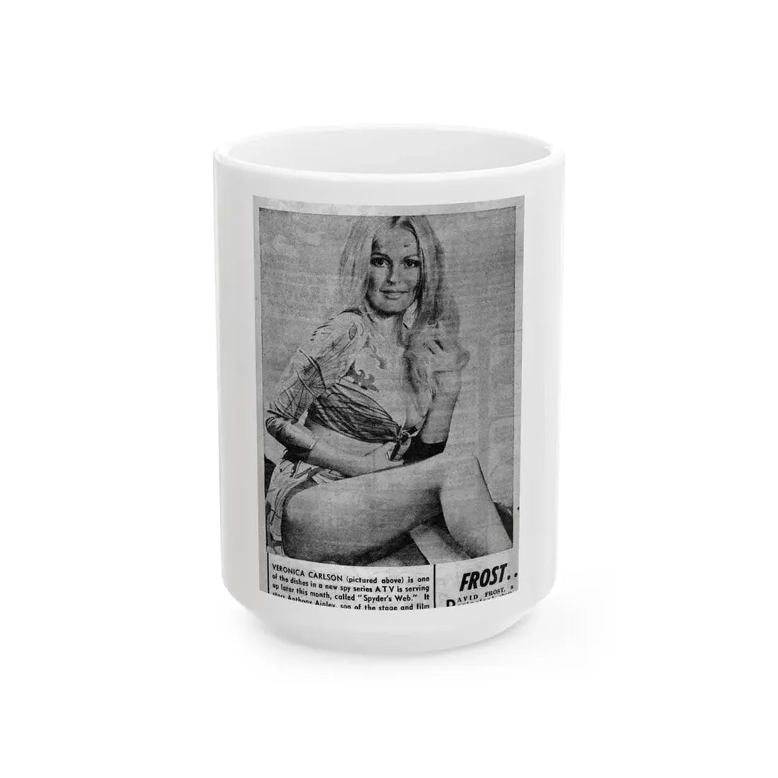 Veronica Carlson #139 (Vintage Female Icon) White Coffee Mug 15oz - Go Mug Yourself