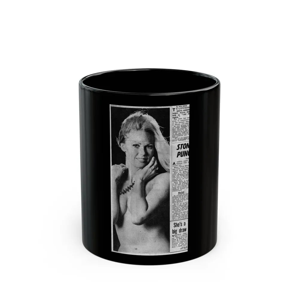 Veronica Carlson #141 (Vintage Female Icon) Black Coffee Mug-11oz-Go Mug Yourself