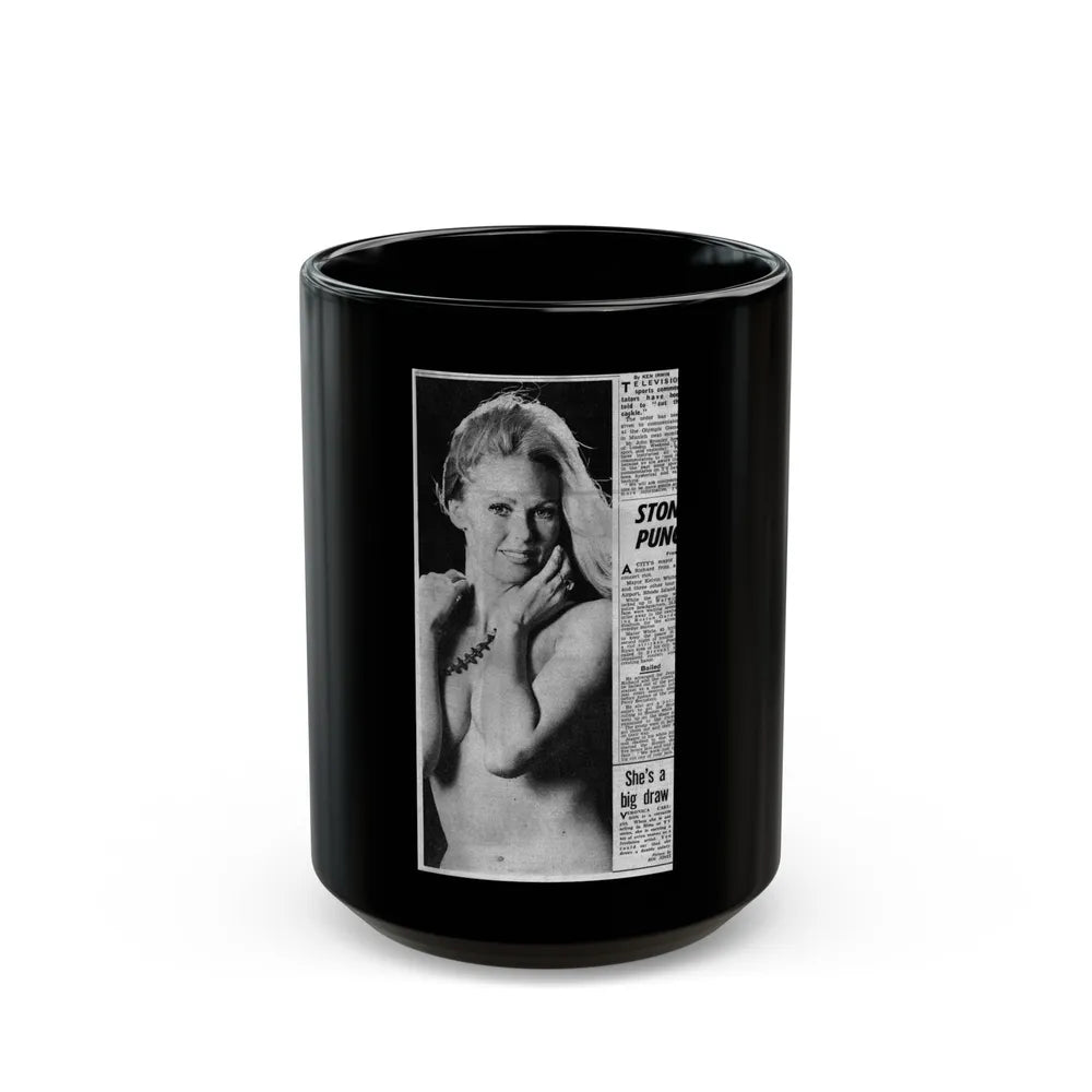 Veronica Carlson #141 (Vintage Female Icon) Black Coffee Mug-15oz-Go Mug Yourself