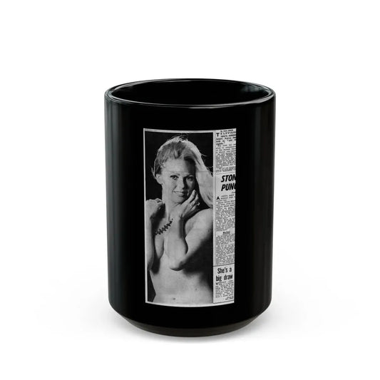 Veronica Carlson #141 (Vintage Female Icon) Black Coffee Mug 15oz - Go Mug Yourself