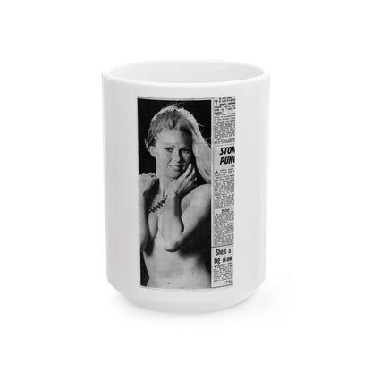 Veronica Carlson #141 (Vintage Female Icon) White Coffee Mug 15oz - Go Mug Yourself
