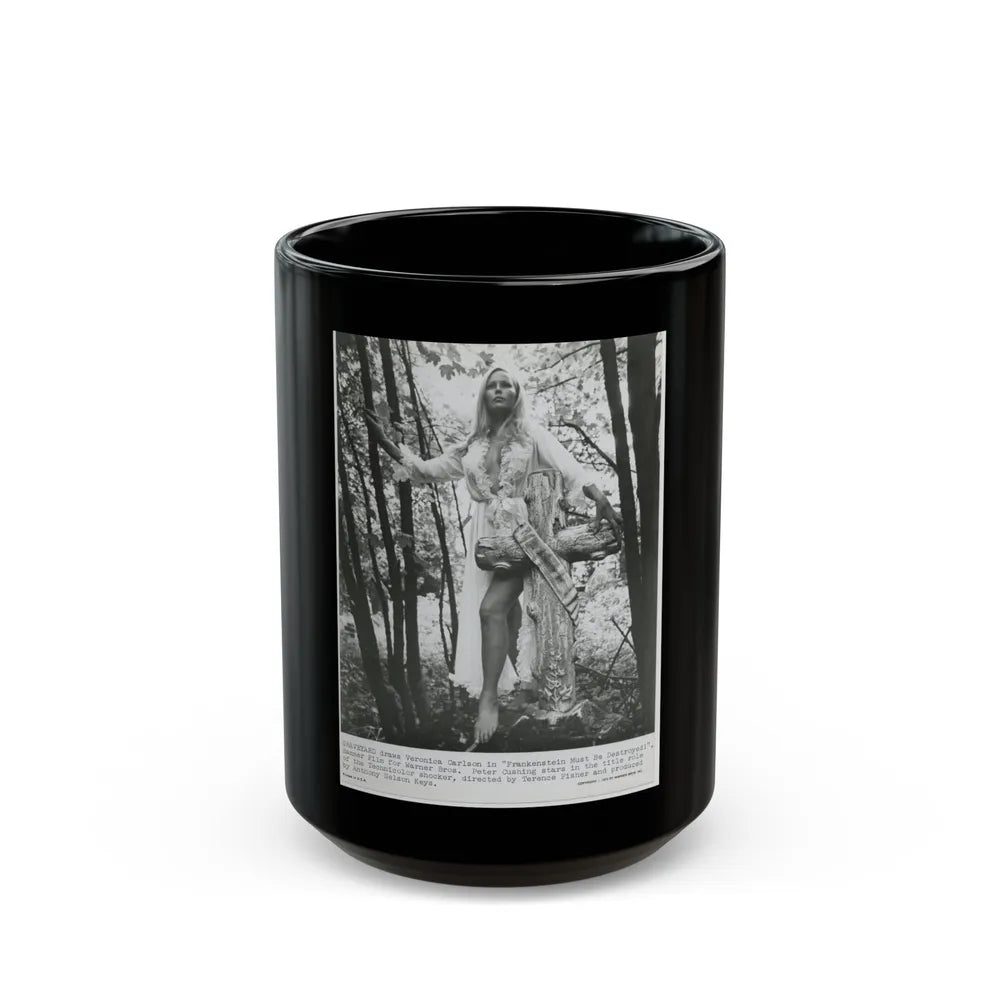 Veronica Carlson #221 (Vintage Female Icon) Black Coffee Mug-15oz-Go Mug Yourself