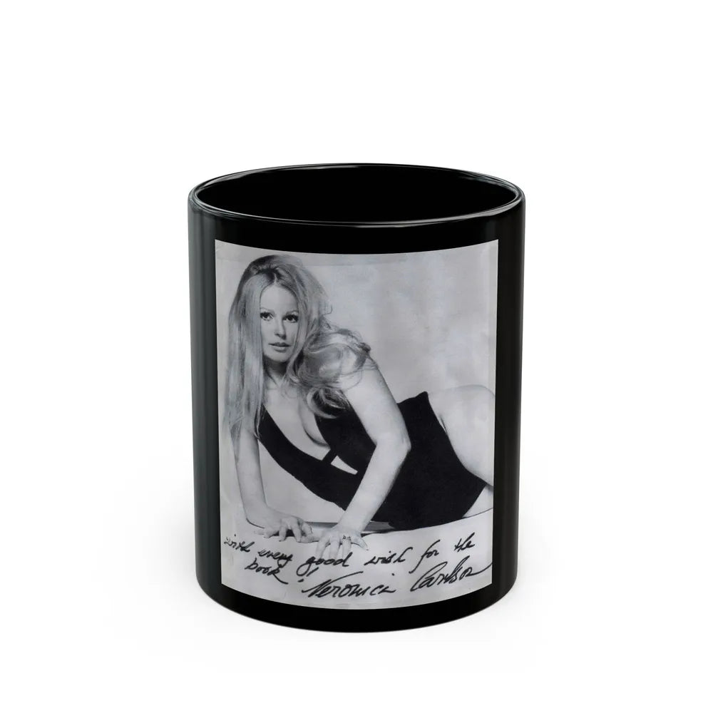 Veronica Carlson #39 (Vintage Female Icon) Black Coffee Mug-11oz-Go Mug Yourself