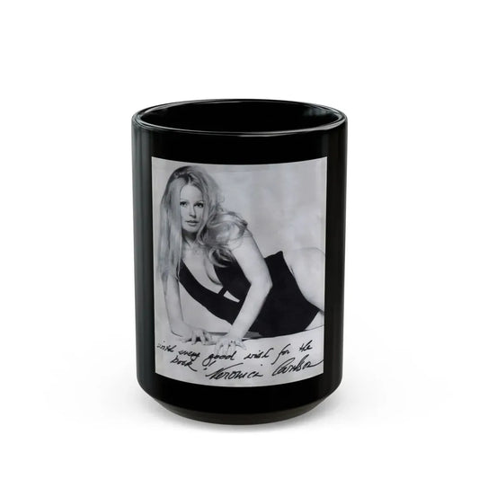 Veronica Carlson #39 (Vintage Female Icon) Black Coffee Mug 15oz - Go Mug Yourself