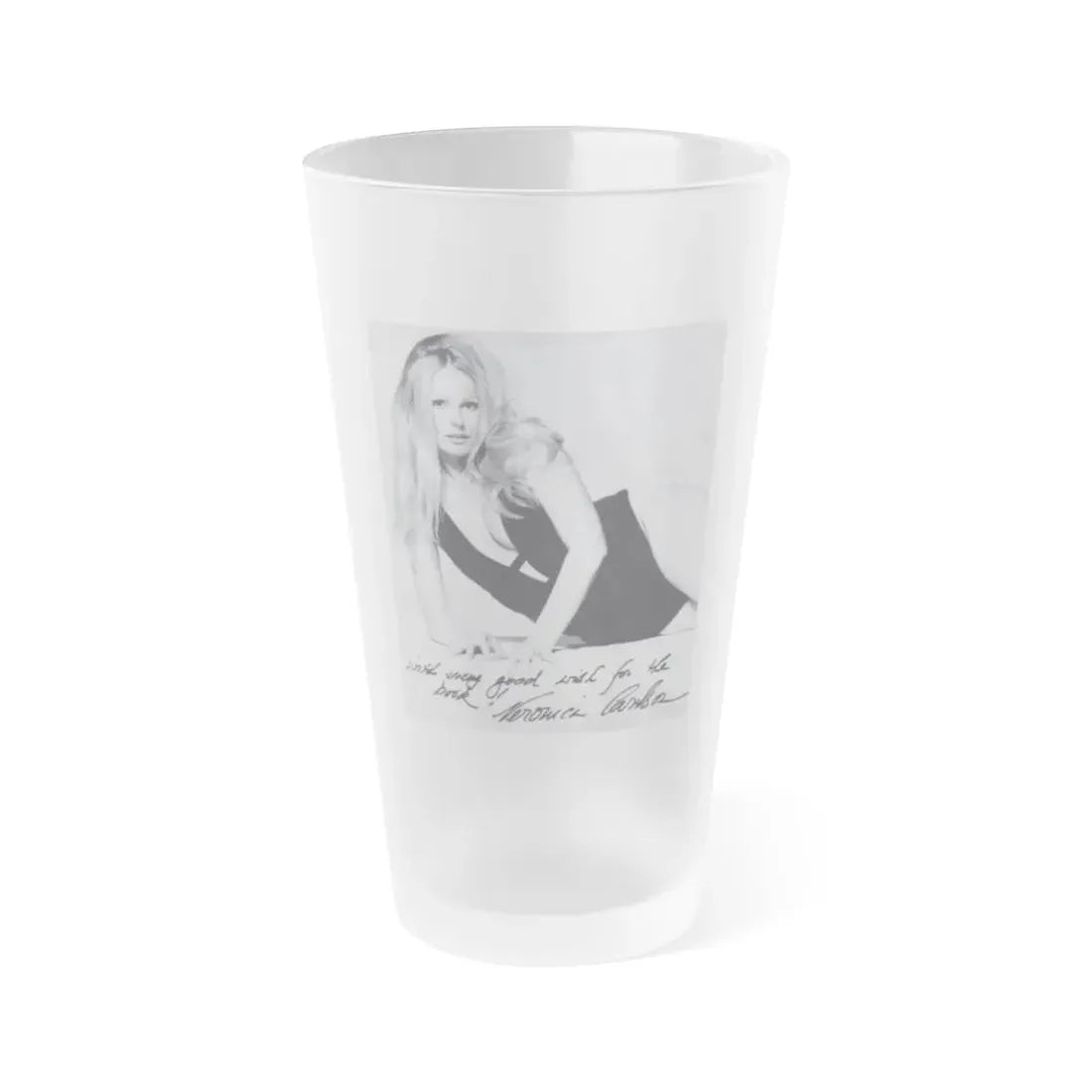 Veronica Carlson #39 (Vintage Female Icon) Frosted Pint Glass 16oz 16oz Frosted - Go Mug Yourself