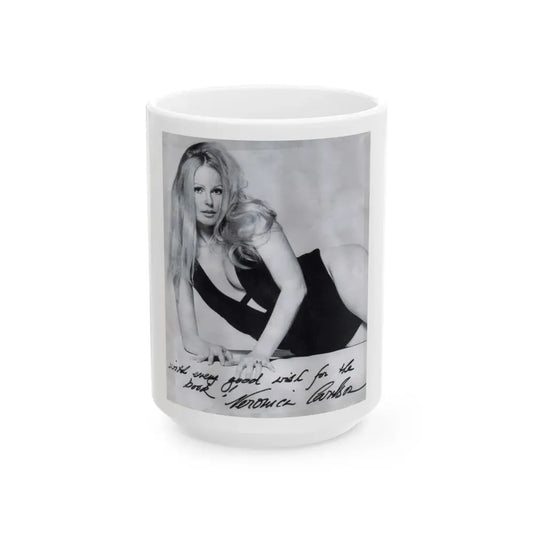 Veronica Carlson #39 (Vintage Female Icon) White Coffee Mug 15oz - Go Mug Yourself