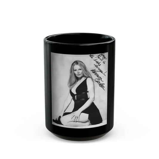Veronica Carlson #40 (Vintage Female Icon) Black Coffee Mug 15oz - Go Mug Yourself
