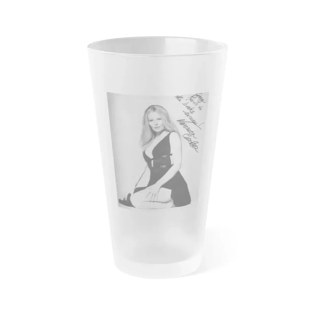 Veronica Carlson #40 (Vintage Female Icon) Frosted Pint Glass 16oz 16oz Frosted - Go Mug Yourself