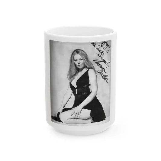 Veronica Carlson #40 (Vintage Female Icon) White Coffee Mug 15oz - Go Mug Yourself