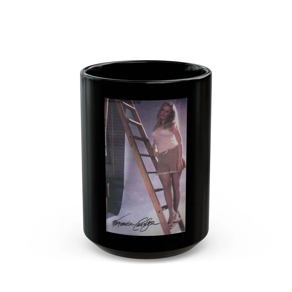 Veronica Carlson #41 (Vintage Female Icon) Black Coffee Mug-15oz-Go Mug Yourself