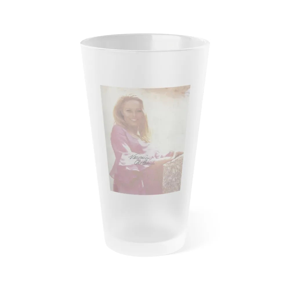 Veronica Carlson #44 (Vintage Female Icon) Frosted Pint Glass 16oz-16oz-Frosted-Go Mug Yourself