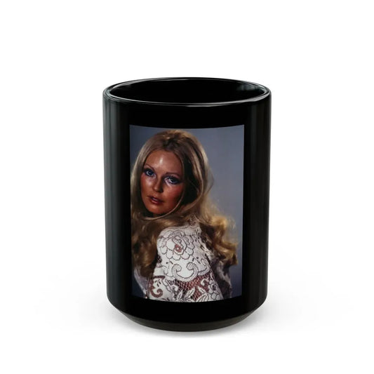 Veronica Carlson #471 (Vintage Female Icon) Black Coffee Mug 15oz - Go Mug Yourself