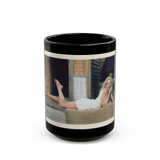 Veronica Carlson #58 (Vintage Female Icon) Black Coffee Mug-15oz-Go Mug Yourself