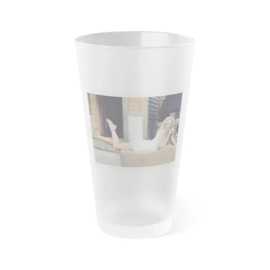 Veronica Carlson #58 (Vintage Female Icon) Frosted Pint Glass 16oz 16oz Frosted - Go Mug Yourself
