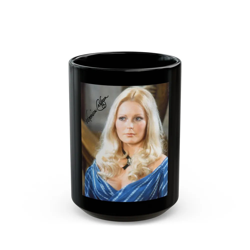 Veronica Carlson #63 (Vintage Female Icon) Black Coffee Mug-15oz-Go Mug Yourself