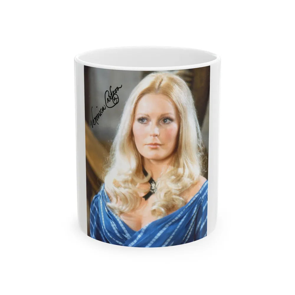 Veronica Carlson #63 (Vintage Female Icon) White Coffee Mug-11oz-Go Mug Yourself