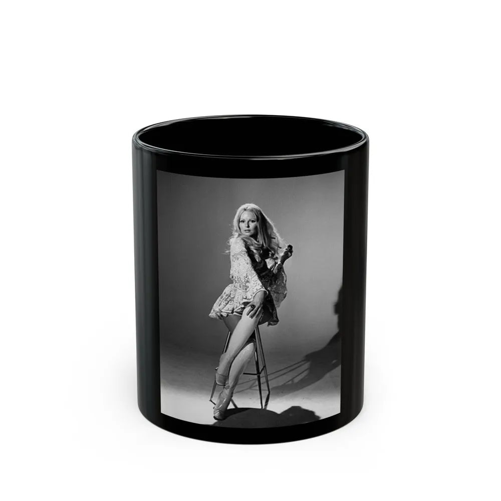 Veronica Carlson #75 (Vintage Female Icon) Black Coffee Mug-11oz-Go Mug Yourself