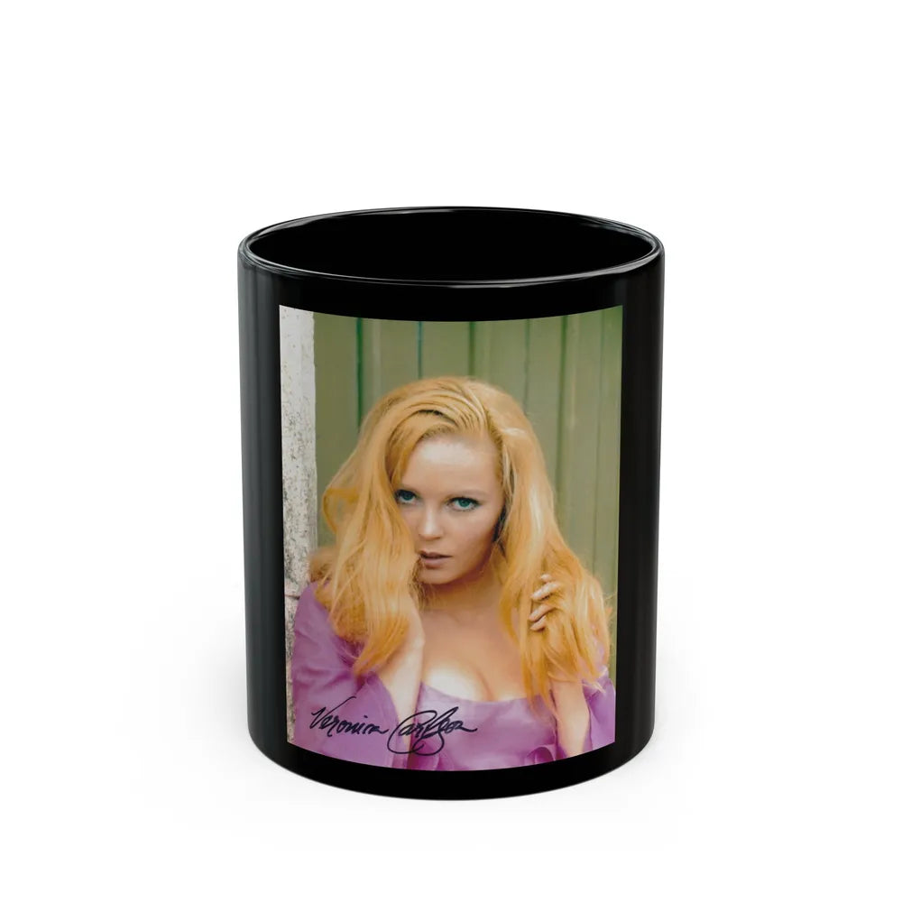 Veronica Carlson #77 (Vintage Female Icon) Black Coffee Mug-11oz-Go Mug Yourself