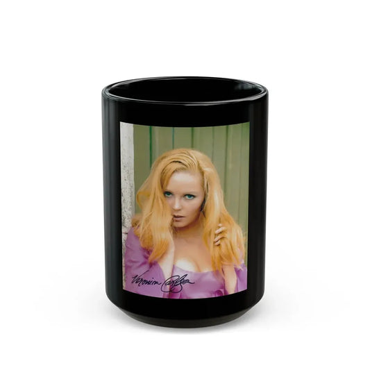 Veronica Carlson #77 (Vintage Female Icon) Black Coffee Mug 15oz - Go Mug Yourself