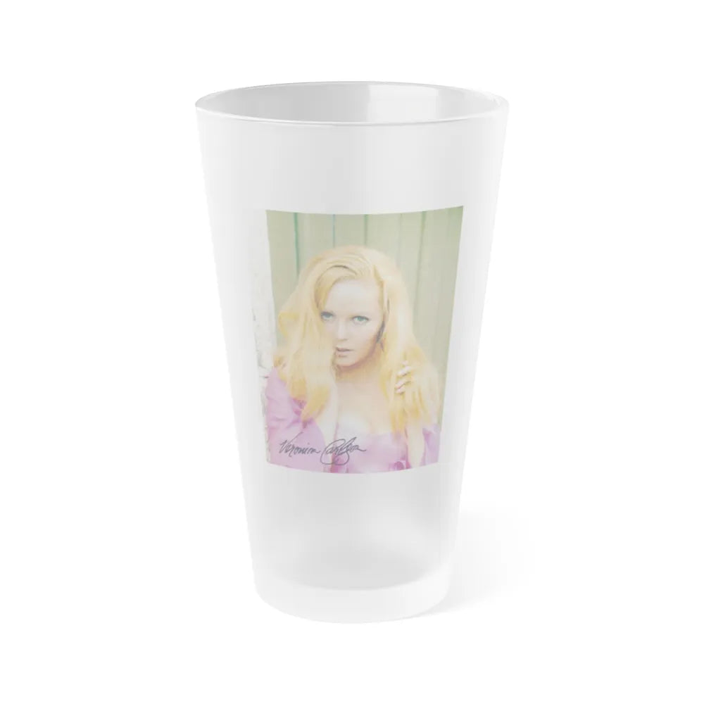 Veronica Carlson #77 (Vintage Female Icon) Frosted Pint Glass 16oz-16oz-Frosted-Go Mug Yourself