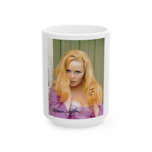 Veronica Carlson #77 (Vintage Female Icon) White Coffee Mug 15oz - Go Mug Yourself