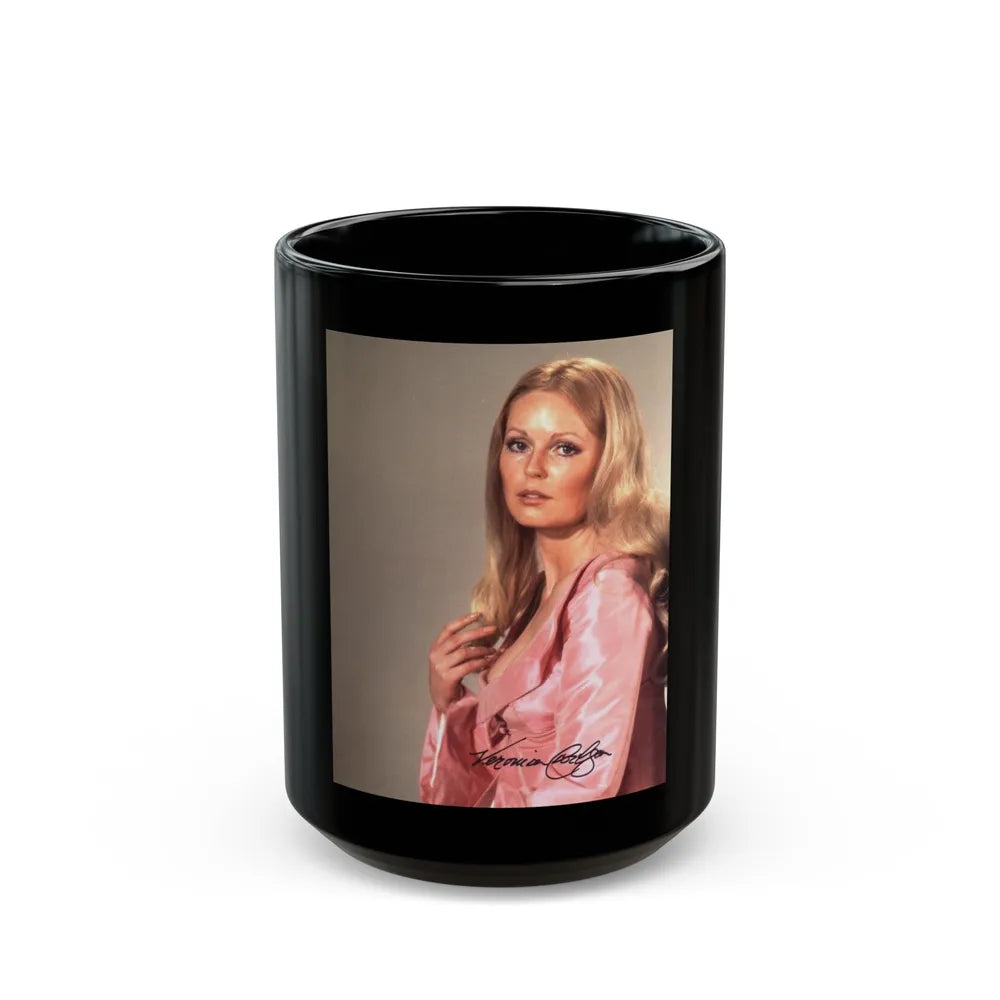 Veronica Carlson #80 (Vintage Female Icon) Black Coffee Mug-15oz-Go Mug Yourself