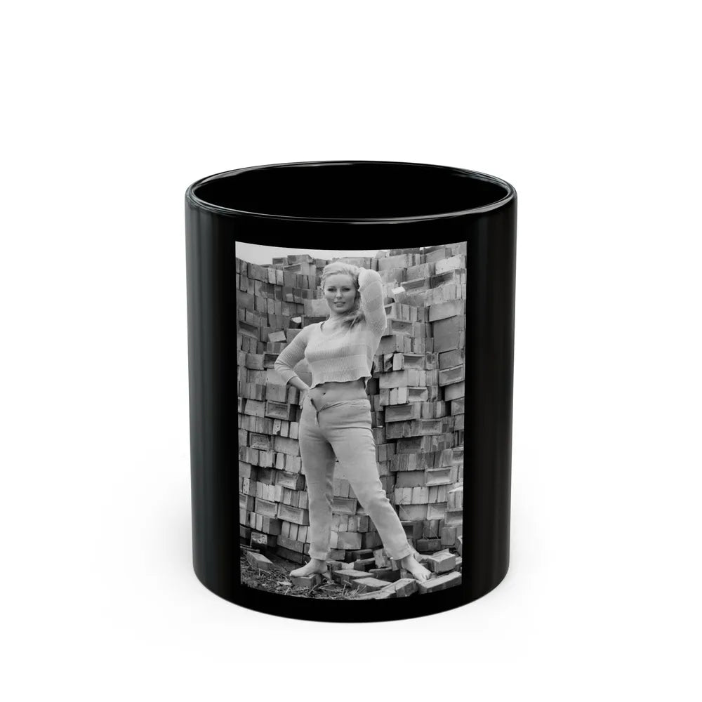 Veronica Carlson #82 (Vintage Female Icon) Black Coffee Mug-11oz-Go Mug Yourself