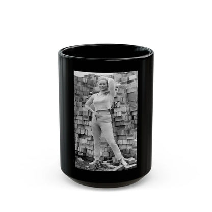 Veronica Carlson #82 (Vintage Female Icon) Black Coffee Mug-15oz-Go Mug Yourself