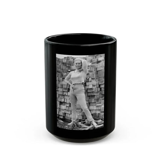 Veronica Carlson #82 (Vintage Female Icon) Black Coffee Mug 15oz - Go Mug Yourself