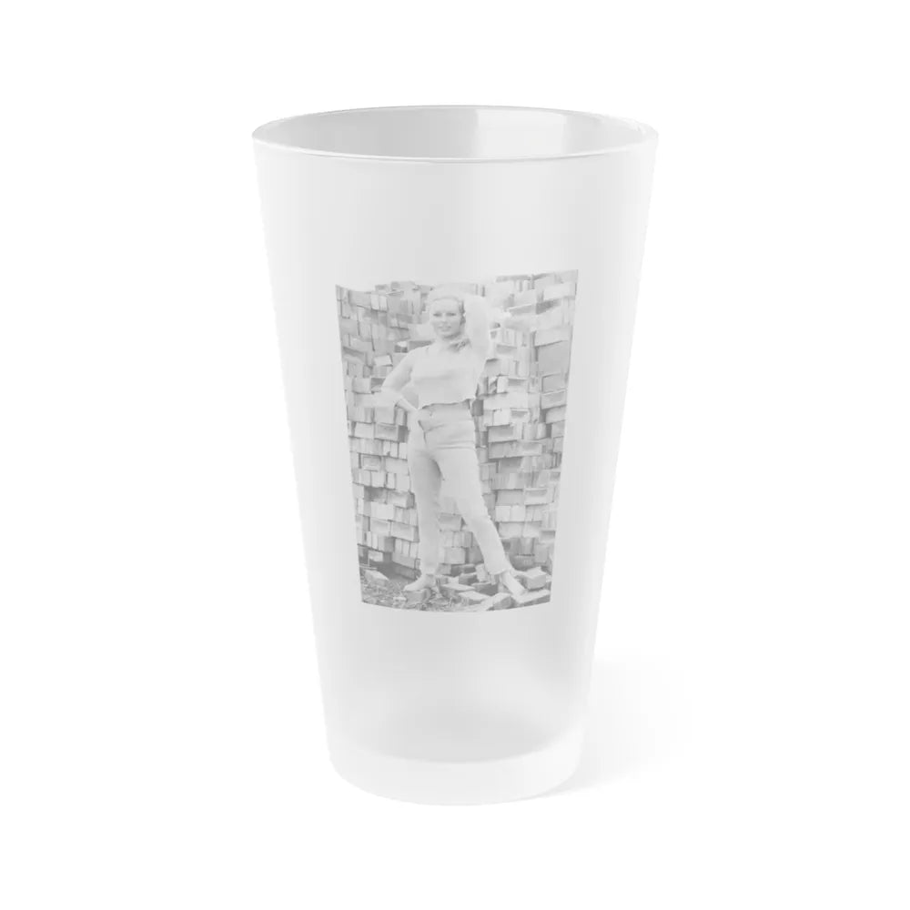 Veronica Carlson #82 (Vintage Female Icon) Frosted Pint Glass 16oz-16oz-Frosted-Go Mug Yourself